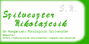 szilveszter mikolajcsik business card